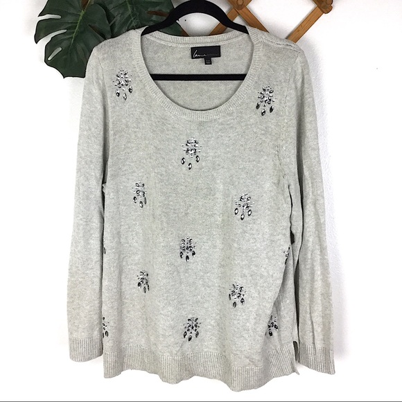 Lane Bryant | 18/20 Grey Embellished Knit Sweater - Picture 1 of 6